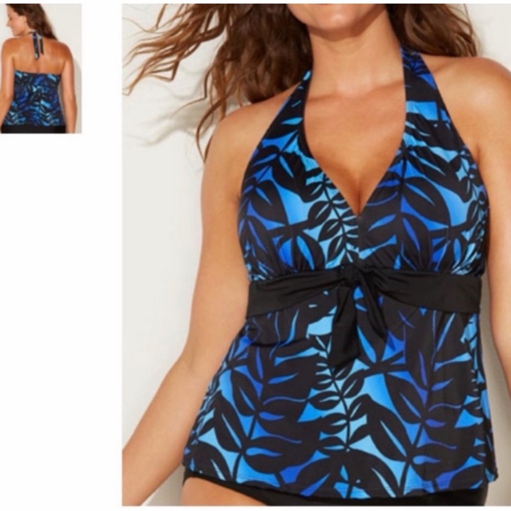 Leaf Print Halter Tankini Top New Plus Size 16 1X Swimsuits For All